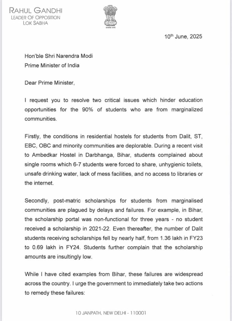 Rahul Gandhi letter