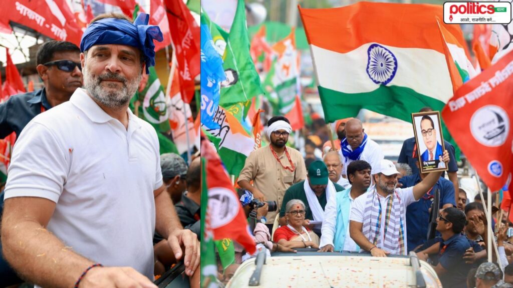 बेतिया में वोटर अधिकार यात्रा: नीली पगड़ी पहने दिखे राहुल गांधी, घोड़े-हाथी-ऊंट संग बढ़ा काफिला