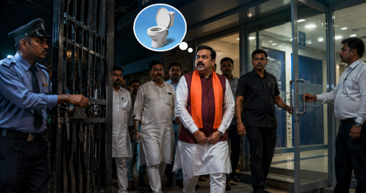 नेता जी को लगी सुसु… और बैंक खुल गया!