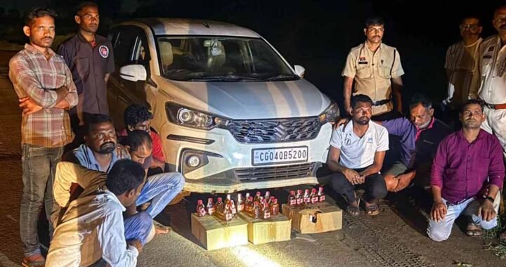 शराब तस्करी में संकुल समन्वयक-शिक्षक समेत 7 गिरफ्तार, 40 पेटियां और 8 लाख की कार जब्त