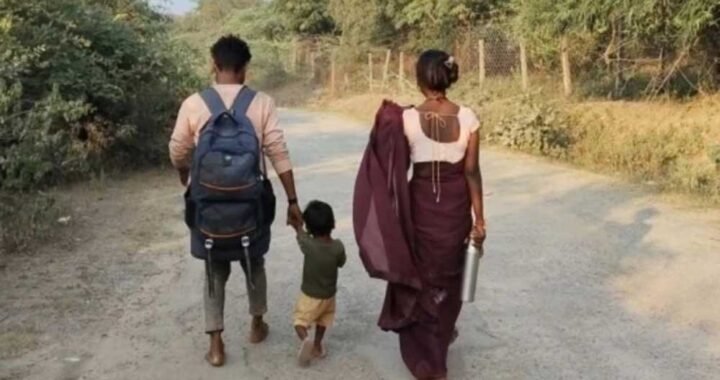 तीन साल के बेटे को लेकर 150 किमी पैदल चला झांसी का परिवार, मैहर पहुंचने की बताई वजह